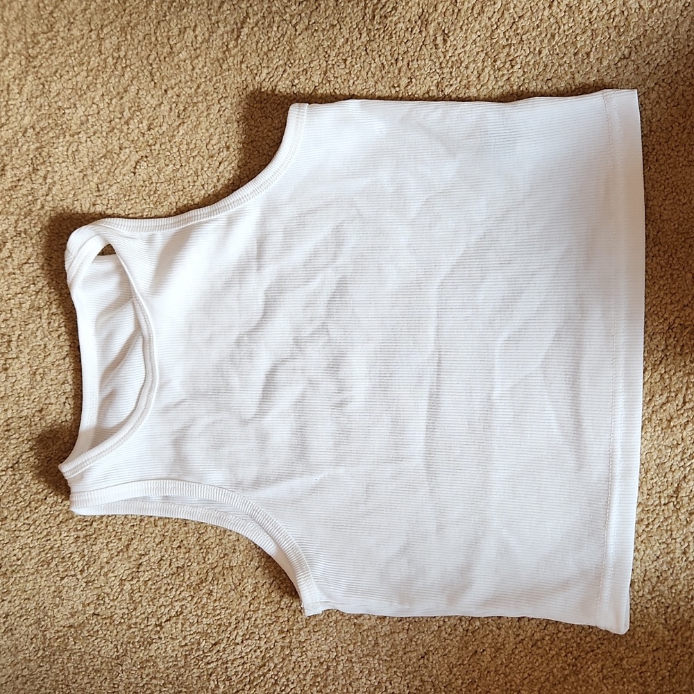 S Cropped White Basic Tee (never worn)